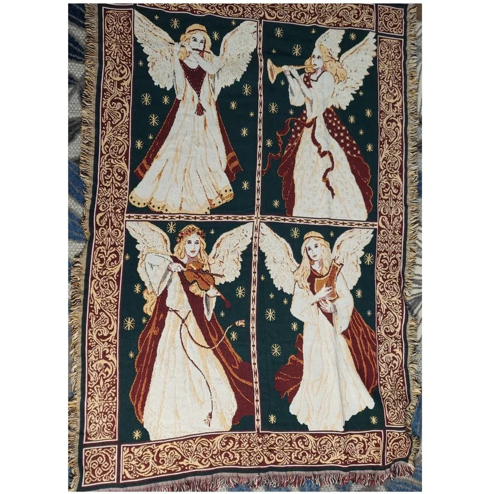 Goodwin Weavers Musical Angels Woven Tapestry Throw Blanket Cotton 70